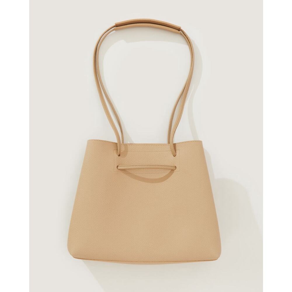 8 Other Reasons Slouchy Bucket Drawstring Tote Bag Faux Leather Tan
